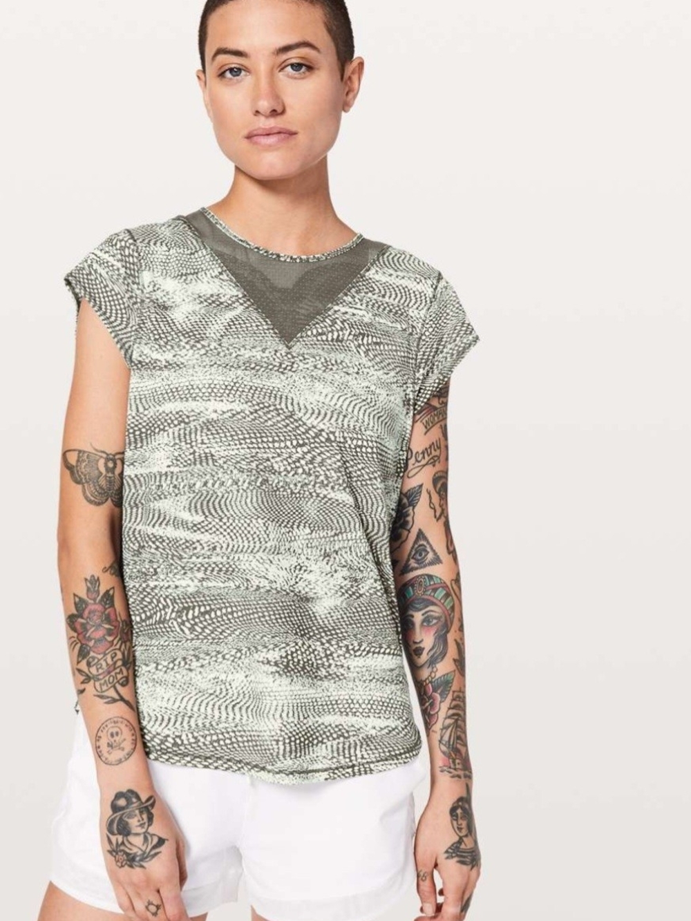 Only Bundles lululemon💎 athletica Olive Green Patterned Tank